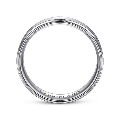 Gabriel & Co. MBM0109-60W4JJJ 14K White Gold 6mm Satin Polish Center and Beveled Edge Men's Wedding Band