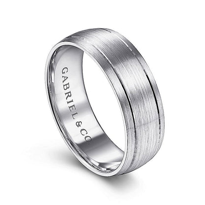 Gabriel & Co. MBM0113-70W4JJJ 14K White Gold 7mm - Satin Finish Men's Wedding Band