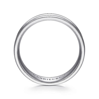 Gabriel & Co. MBM0128-60W4JJJ 14K White Gold 6mm - Satin Polish Center and Milgrain Edge Men's Wedding Band