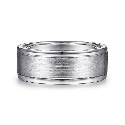 Gabriel & Co. MBM0141-80W4JJJ 14K White Gold 8mm - Satin Center and Polished Edge Men's Wedding Band