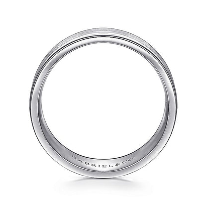 Gabriel & Co. MBM0141-80W4JJJ 14K White Gold 8mm - Satin Center and Polished Edge Men's Wedding Band