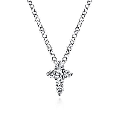 Gabriel & Co. NK1370W45JJ 14K White Gold Diamond Cross Necklace