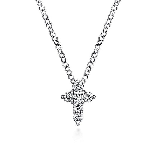 Gabriel & Co. NK1370W45JJ 14K White Gold Diamond Cross Necklace