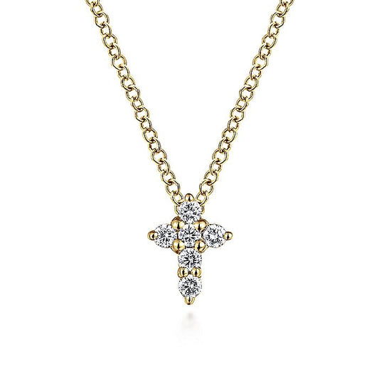 Gabriel & Co. NK1370Y45JJ 14K Yellow Gold Diamond Cross Pendant Necklace