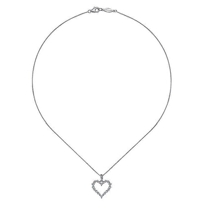 Gabriel & Co. NK1844W45JJ 14K White Gold Open Heart Diamond Pendant Necklace