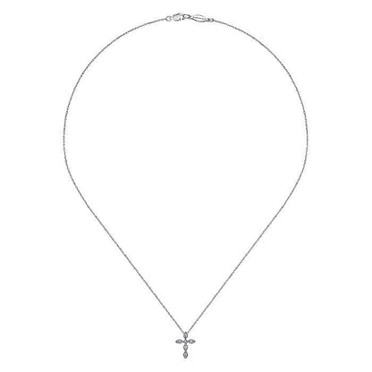 Gabriel & Co. NK2210W45JJ 14K White Gold Marquise Shaped Diamond Cross Necklace
