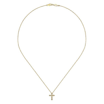 Gabriel & Co. NK2210Y45JJ 14K Yellow Gold Marquise Shaped Diamond Cross Necklace