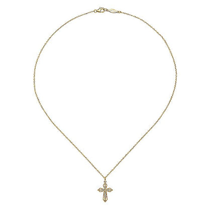 Gabriel & Co. NK2216Y45JJ 14K Yellow Gold Openwork Diamond Cross Necklace