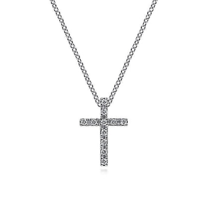 Gabriel & Co. NK2658W45JJ 18 inch 14K White Gold Diamond Cross Pendant Necklace