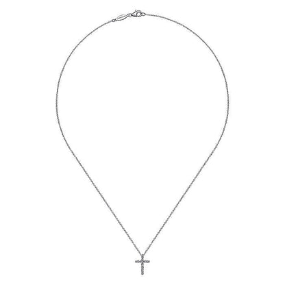 Gabriel & Co. NK2658W45JJ 18 inch 14K White Gold Diamond Cross Pendant Necklace