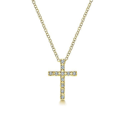 Gabriel & Co. NK2658Y45JJ 18 inch 14K Yellow Gold Diamond Cross Pendant Necklace