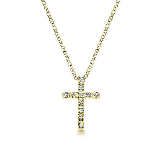 Gabriel & Co. NK2658Y45JJ 18 inch 14K Yellow Gold Diamond Cross Pendant Necklace