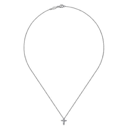 Gabriel & Co. NK2666W45JJ 18 inch 14K White Gold Diamond Cross Pendant Necklace