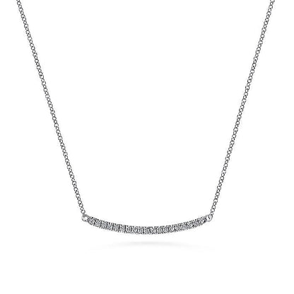 Gabriel & Co. NK4273W45JJ 18 inch 14K White Gold Diamond Pavé Curved Bar Necklace