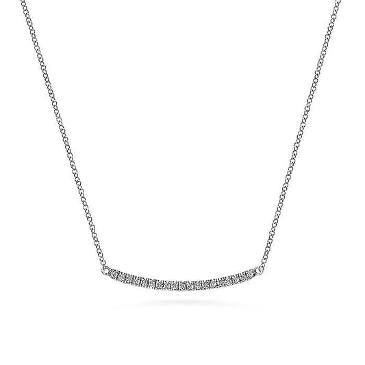 Gabriel & Co. NK4273W45JJ 18 inch 14K White Gold Diamond Pavé Curved Bar Necklace
