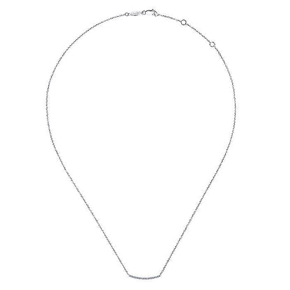 Gabriel & Co. NK4273W45JJ 18 inch 14K White Gold Diamond Pavé Curved Bar Necklace