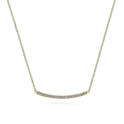 Gabriel & Co. NK4273Y45JJ 18 inch 14K Yellow Gold Diamond Pavé Curved Bar Necklace