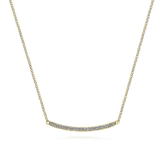 Gabriel & Co. NK4273Y45JJ 18 inch 14K Yellow Gold Diamond Pavé Curved Bar Necklace