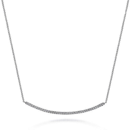 Gabriel & Co. NK4274W45JJ 18 inch 14K White Gold Diamond Pavé Curved Bar Necklace