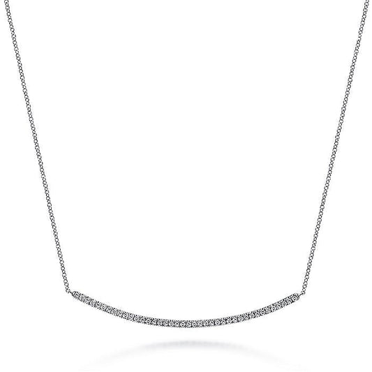 Gabriel & Co. NK4274W45JJ 18 inch 14K White Gold Diamond Pavé Curved Bar Necklace