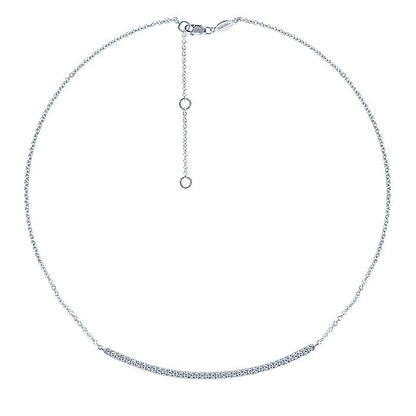 Gabriel & Co. NK4274W45JJ 18 inch 14K White Gold Diamond Pavé Curved Bar Necklace