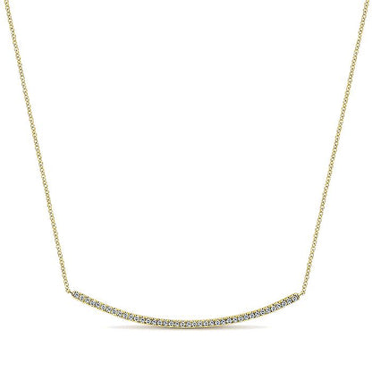 Gabriel & Co. NK4274Y45JJ 18 inch 14K Yellow Gold Diamond Pavé Curved Bar Necklace