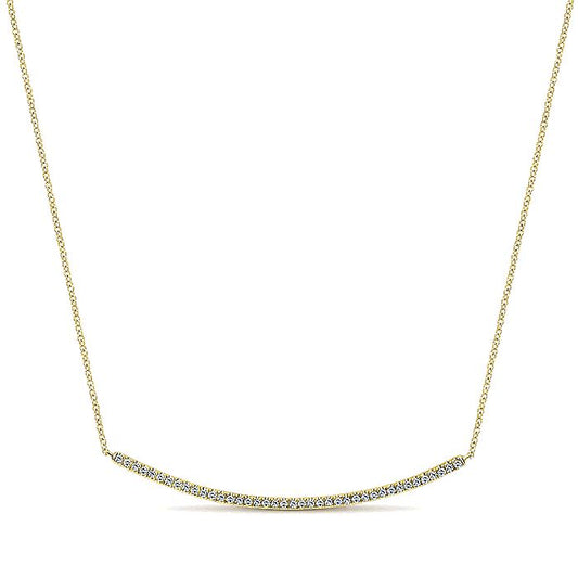 Gabriel & Co. NK4274Y45JJ 18 inch 14K Yellow Gold Diamond Pavé Curved Bar Necklace