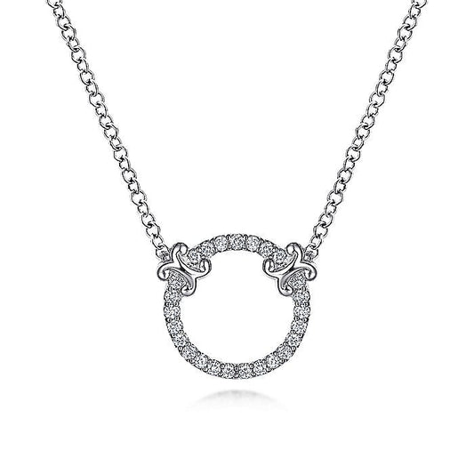 Gabriel & Co. NK4606W45JJ 14K White Gold Open Diamond Circle Pendant Necklace