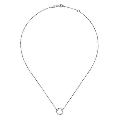 Gabriel & Co. NK4606W45JJ 14K White Gold Open Diamond Circle Pendant Necklace