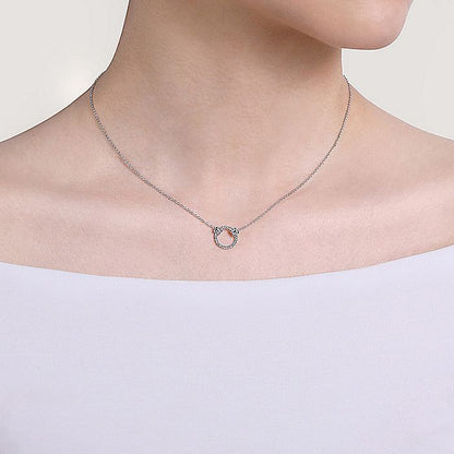 Gabriel & Co. NK4606W45JJ 14K White Gold Open Diamond Circle Pendant Necklace