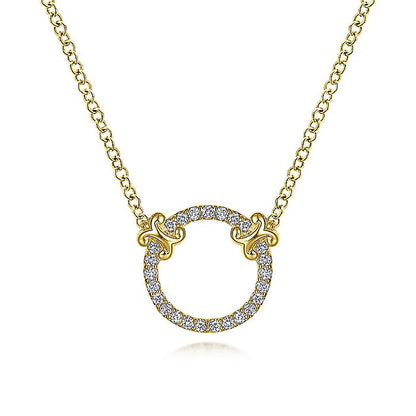 Gabriel & Co. NK4606Y45JJ 14K Yellow Gold Open Diamond Circle Pendant Necklace