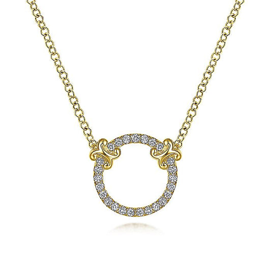 Gabriel & Co. NK4606Y45JJ 14K Yellow Gold Open Diamond Circle Pendant Necklace