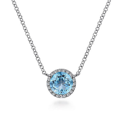 Gabriel & Co. NK4616W45BT 14K White Gold BT - Swiss Blue Topaz Necklace