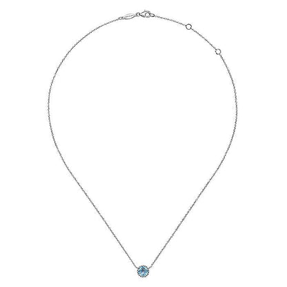 Gabriel & Co. NK4616W45BT 14K White Gold BT - Swiss Blue Topaz Necklace