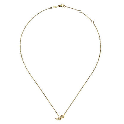 Gabriel & Co. NK4627Y45JJ 14K Yellow Gold Diamond Leaf Pendant Necklace