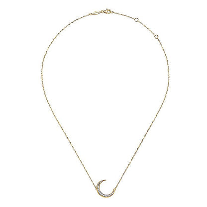 Gabriel & Co. NK4696Y45JJ 14K Yellow Gold Crescent Moon Diamond Pendant Necklace