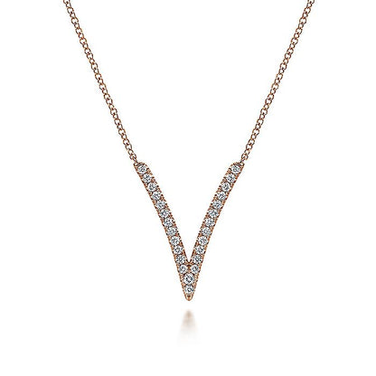 Gabriel & Co. NK4720K45JJ 14K Rose Gold Diamond Chevron Necklace