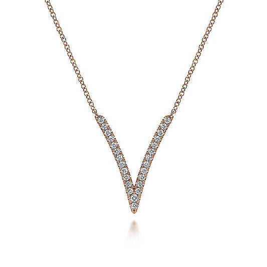 Gabriel & Co. NK4720K45JJ 14K Rose Gold Diamond Chevron Necklace