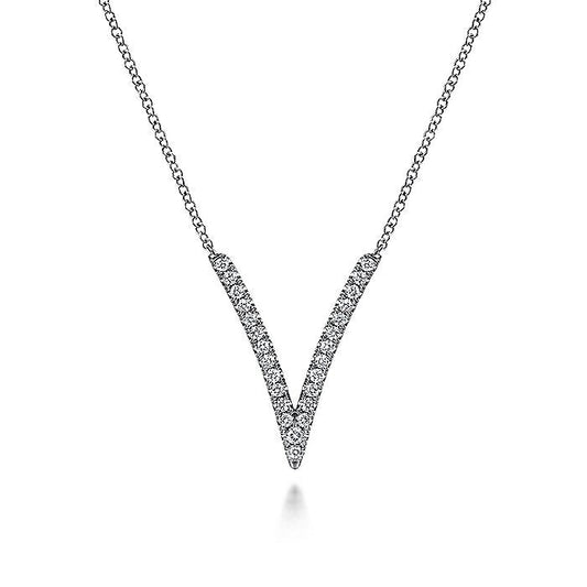 Gabriel & Co. NK4720W45JJ 14K White Gold Diamond Chevron Necklace