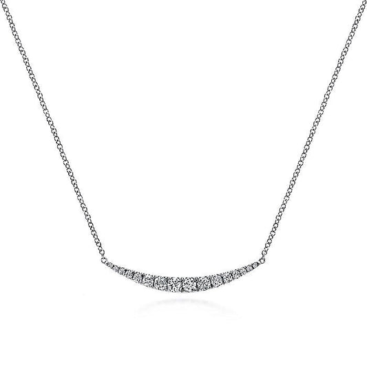 Gabriel & Co. NK4879W45JJ 14K White Gold Curved Diamond Bar Necklace