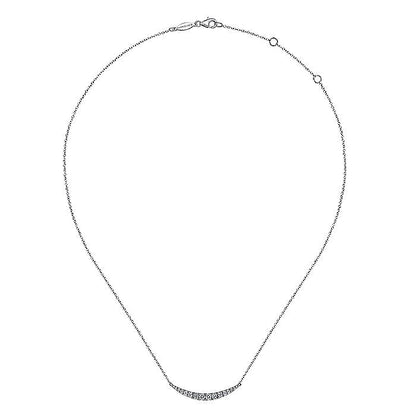 Gabriel & Co. NK4879W45JJ 14K White Gold Curved Diamond Bar Necklace