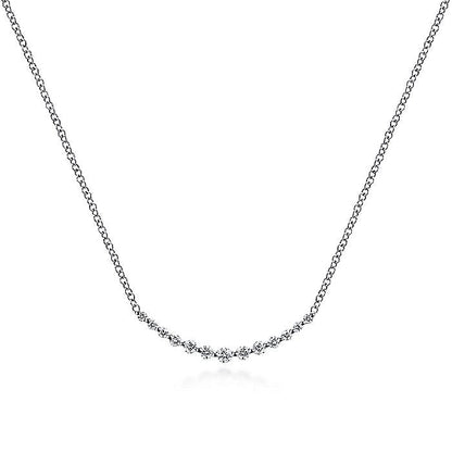 Gabriel & Co. NK4942W45JJ 14K White Gold Diamond Curved Bar Necklace