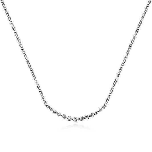 Gabriel & Co. NK4942W45JJ 14K White Gold Diamond Curved Bar Necklace