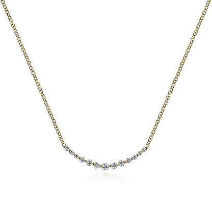 Gabriel & Co. NK4942Y45JJ 14K Yellow Gold Diamond Curved Bar Necklace
