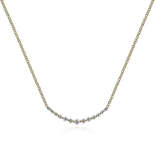 Gabriel & Co. NK4942Y45JJ 14K Yellow Gold Diamond Curved Bar Necklace