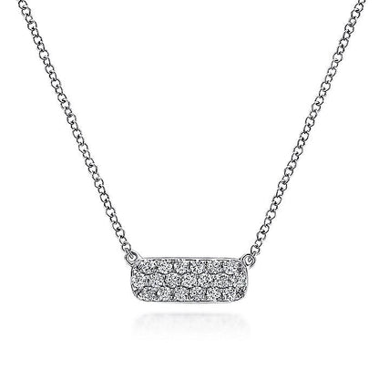 Gabriel & Co. NK4943W45JJ 14K White Gold Pave Diamond Bar Necklace