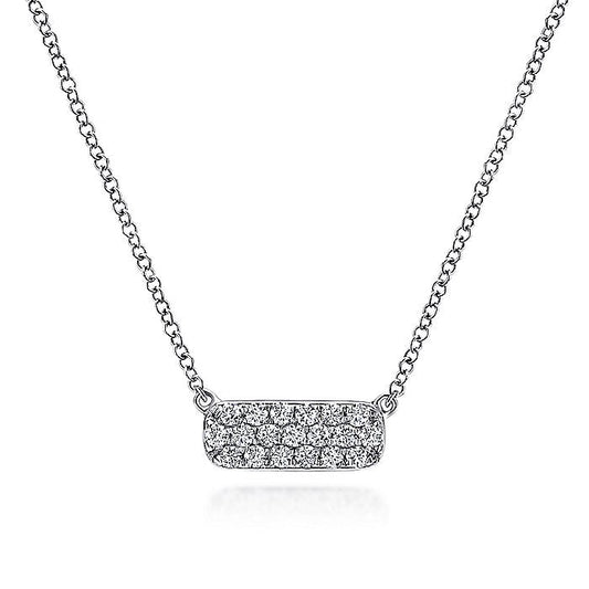 Gabriel & Co. NK4943W45JJ 14K White Gold Pave Diamond Bar Necklace