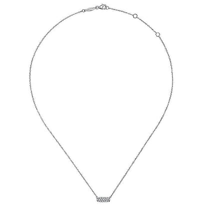 Gabriel & Co. NK4943W45JJ 14K White Gold Pave Diamond Bar Necklace