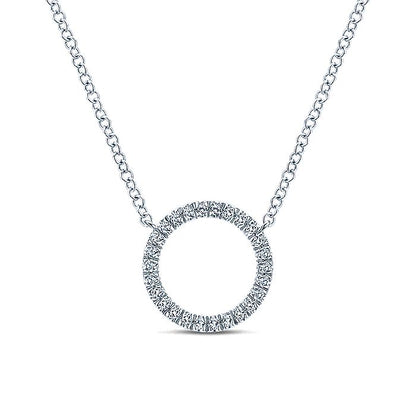 Gabriel & Co. NK5078W45JJ 14K White Gold Circle Diamond Pendant Necklace