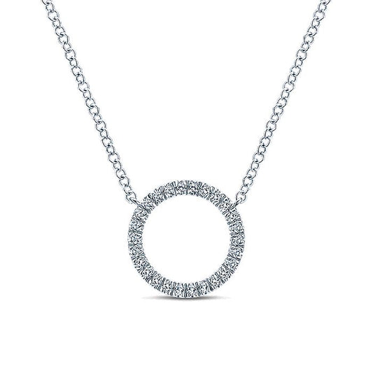 Gabriel & Co. NK5078W45JJ 14K White Gold Circle Diamond Pendant Necklace